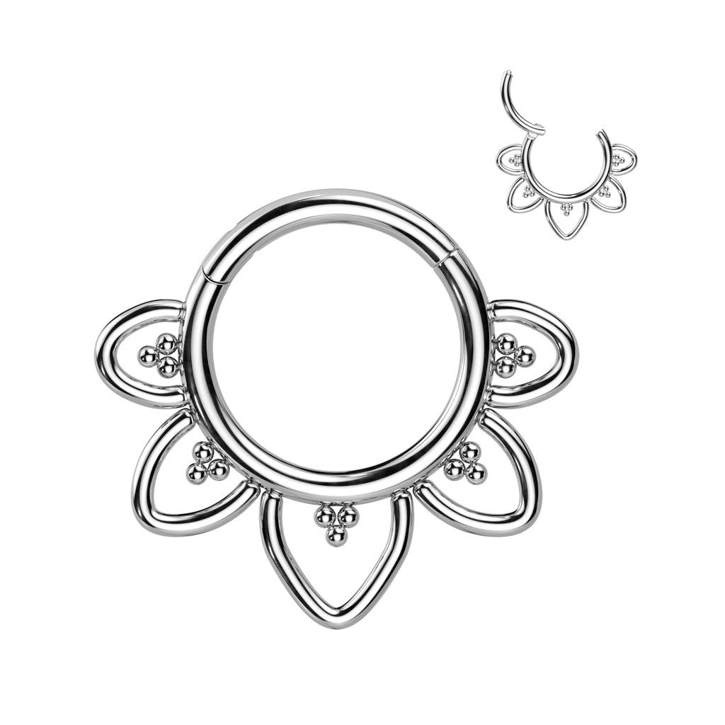 Titaani lävistysrengas, Filigree -koristeellinen clicker (hopea)