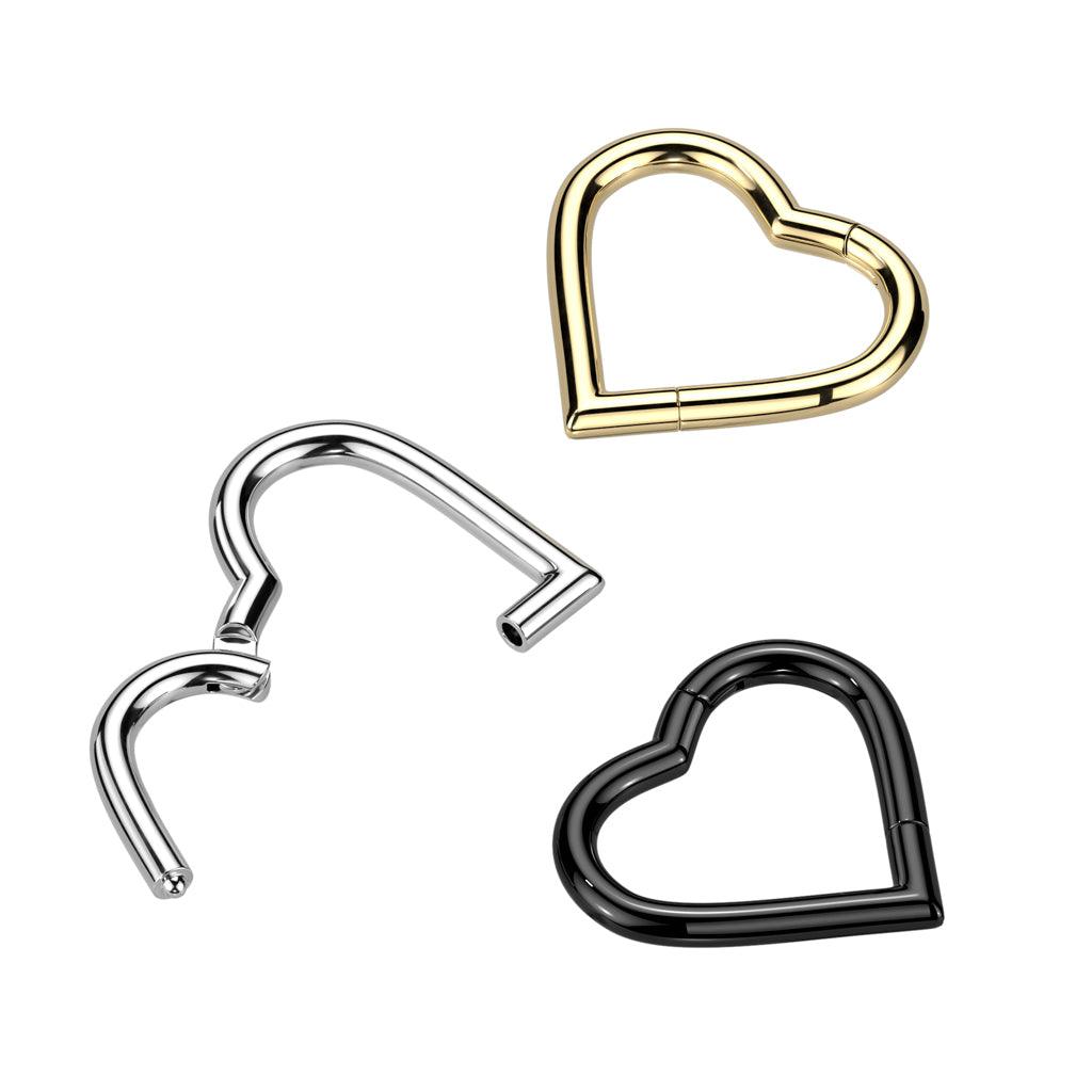 Lävistysrengas, Titanium Heart Hoop in Gold -titaaninen sydän clicker