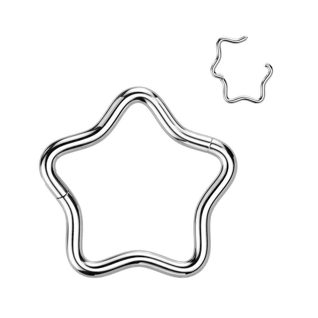Lävistysrengas, Titanium Star Hoop in Silver -titaaninen tähti clicker