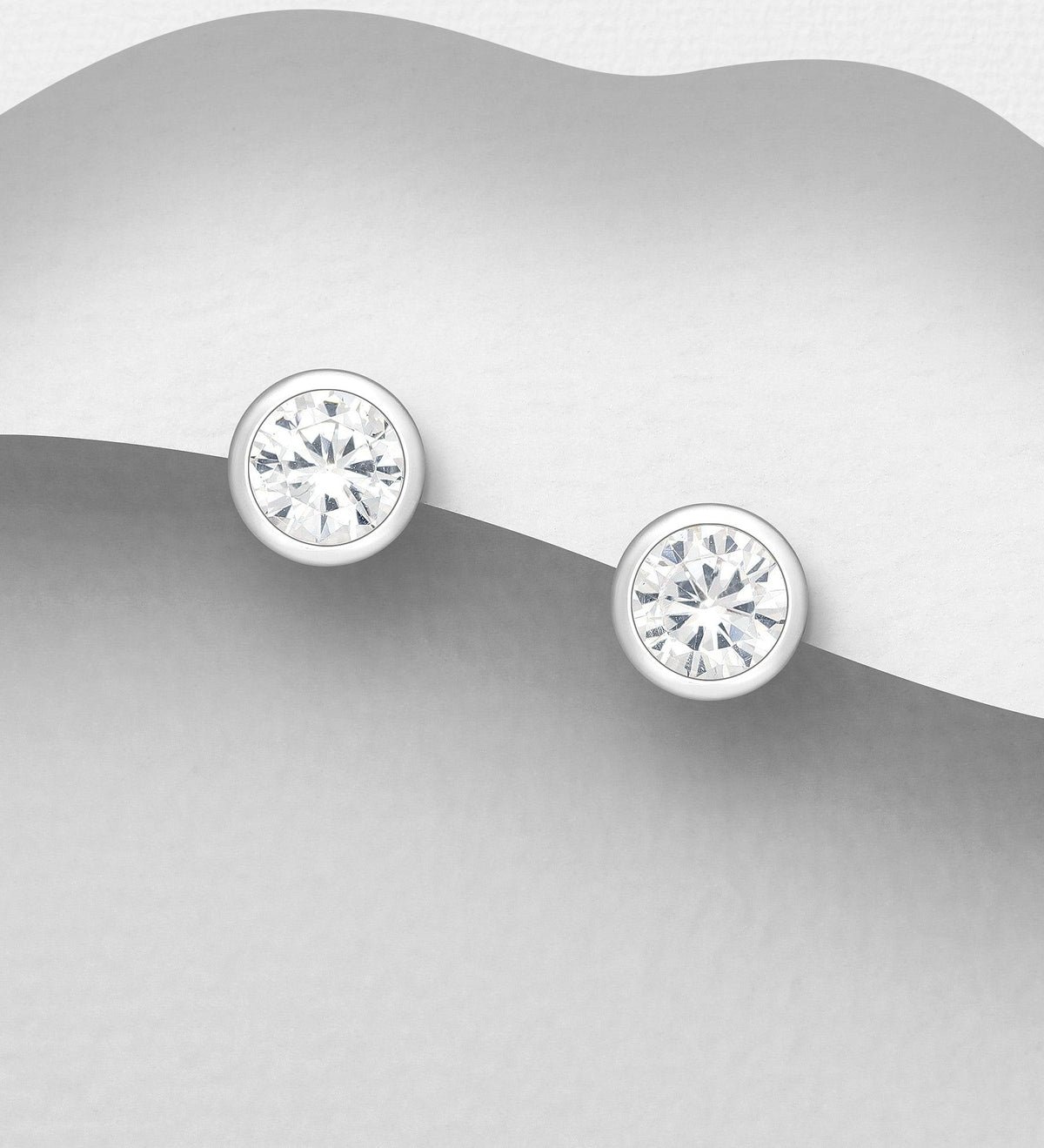 PREMIUM COLLECTION|Moa silver bright stud earrings