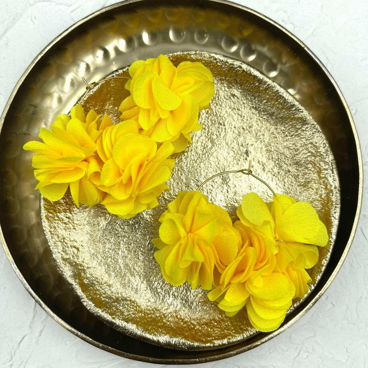 Earrings, FRENCH RIVIERA|Jasmine flower earrings (yellow)
