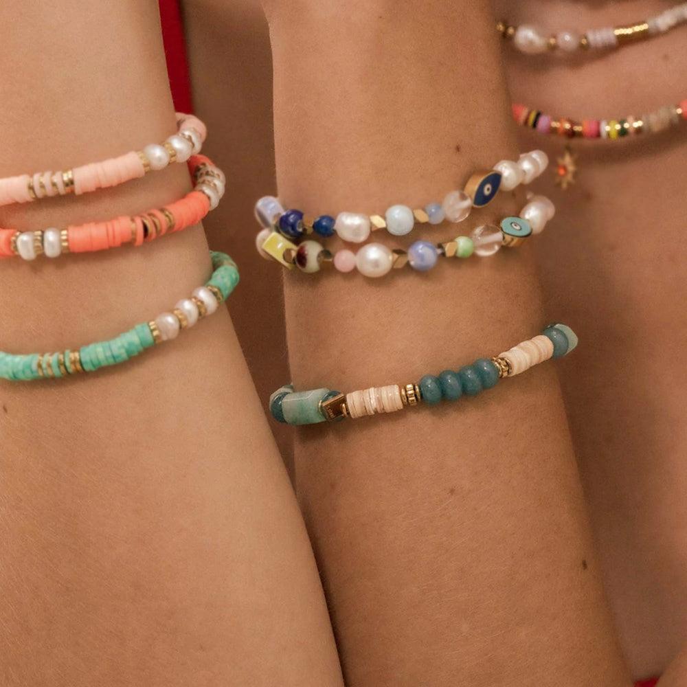 BOHM PARIS | Bracelet Taïssia -vihreä akaatti luonnonkivirannekoru