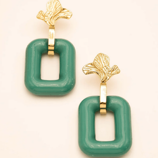 BOHM PARIS | Boucles Viviane -tummanvihreät hartsikorvakorut