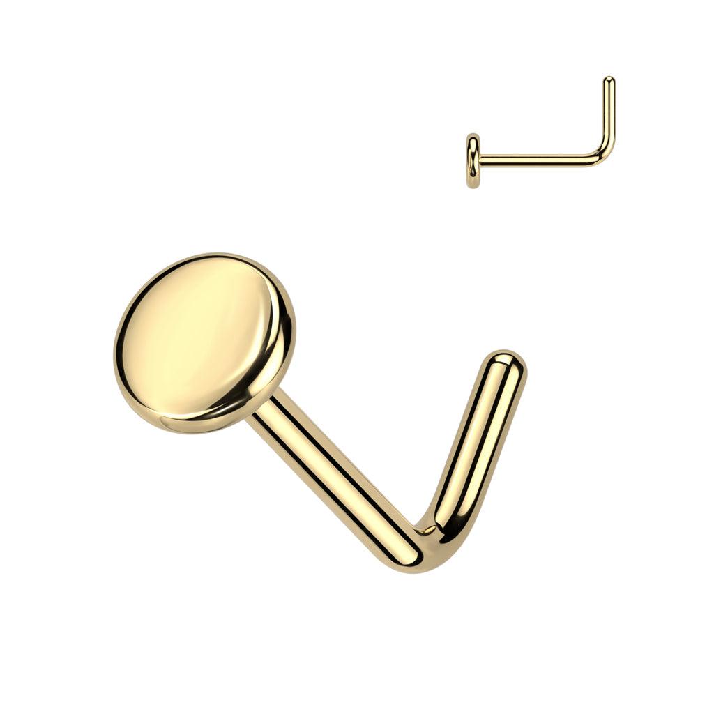 Nenänappi 0,8mm, Titanium Gold Flat Stud -titaaninen nenäkoru (kulta)