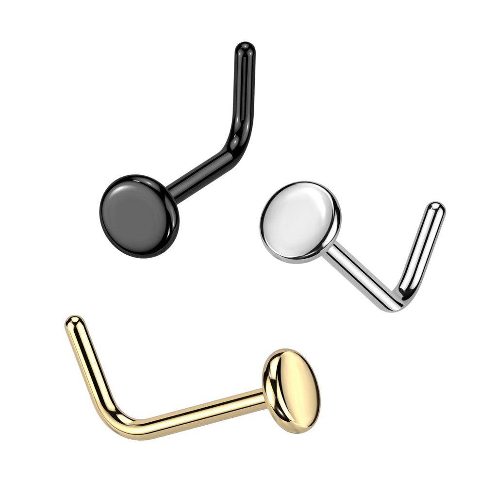 Nenänappi 0,8mm, Titanium Gold Flat Stud -titaaninen nenäkoru (kulta)
