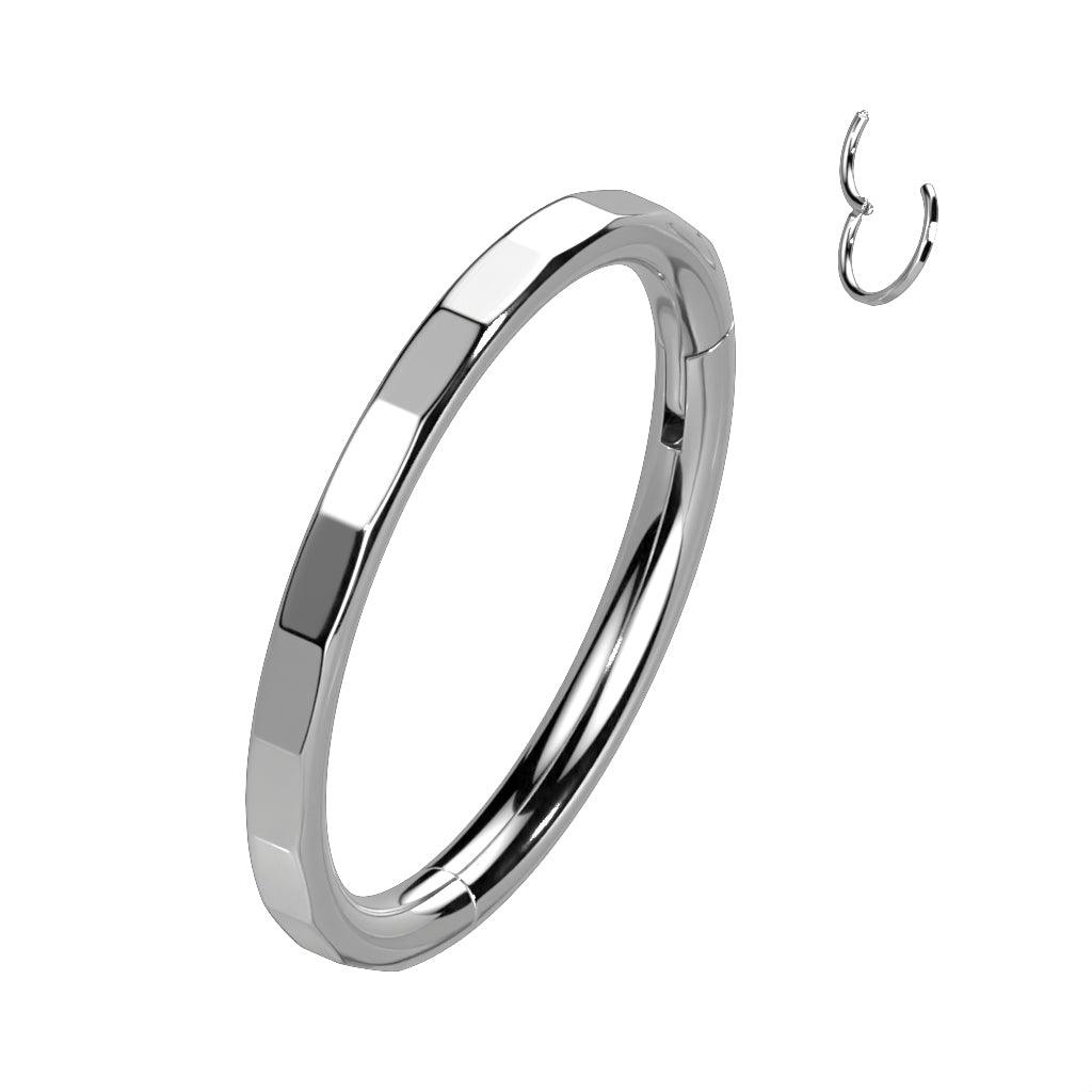 Lävistysrengas 1,2mm, Titanium Faceted Hoop -titaaninen clicker