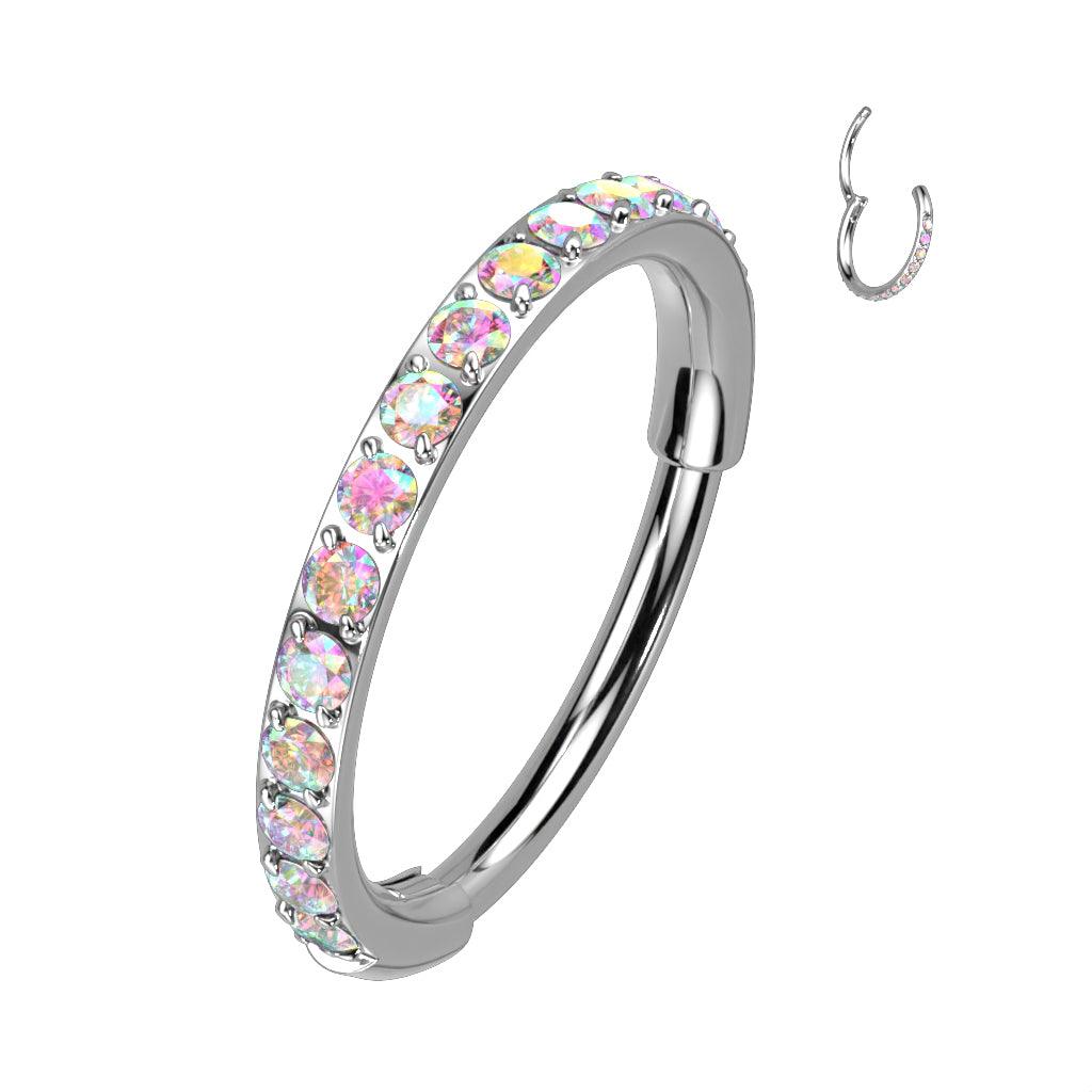 Lävistysrengas 0,8mm, Titanium CZ in AB -kivellinen titaaniclicker