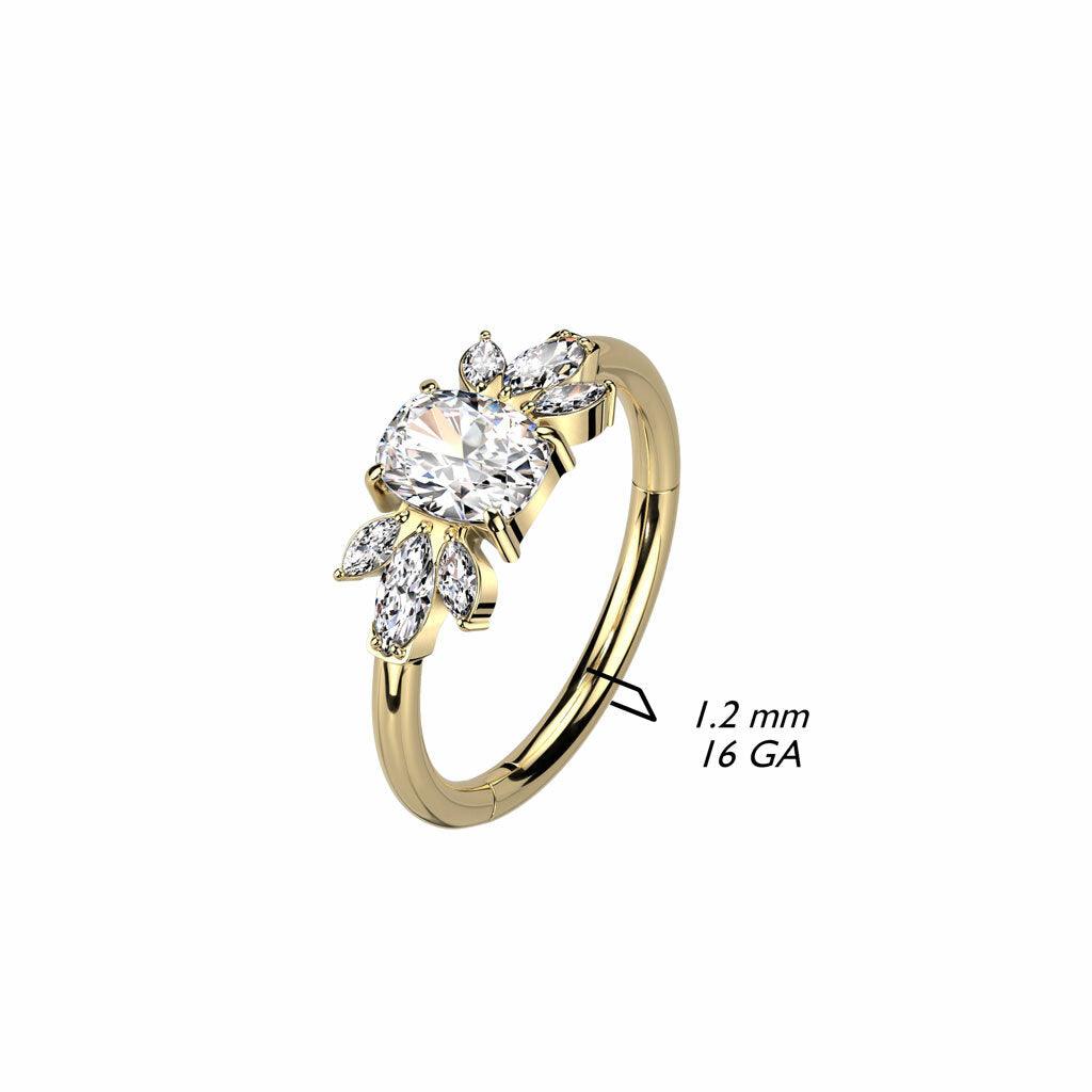 Lävistysrengas 1,2mm, Gold Titanium Crystal Hoop -titaaninen clicker