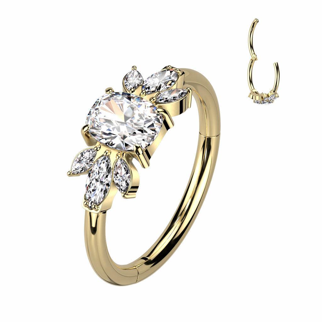 Lävistysrengas 1,2mm, Gold Titanium Crystal Hoop -titaaninen clicker
