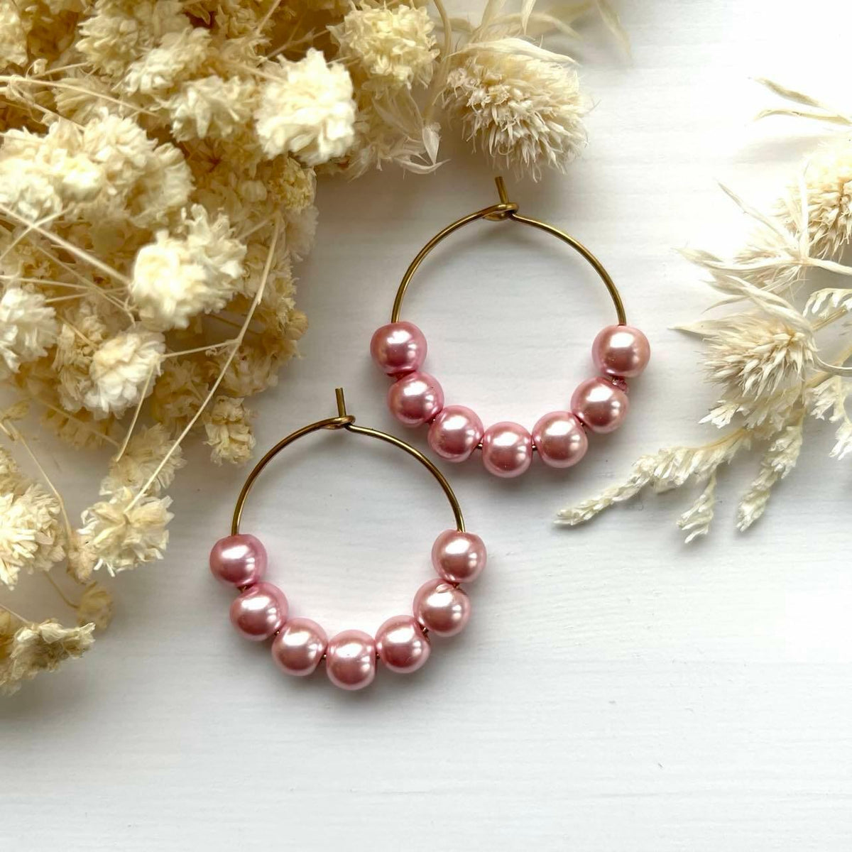 Jolie handmade pearl rings (pink)