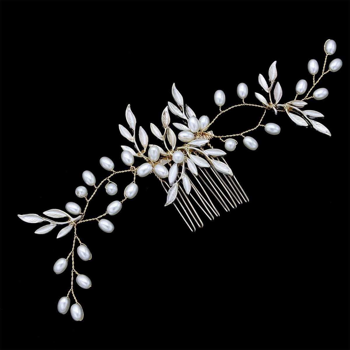ROMANCE, Elodie -gold-colored vine-like hair ornament with pearls