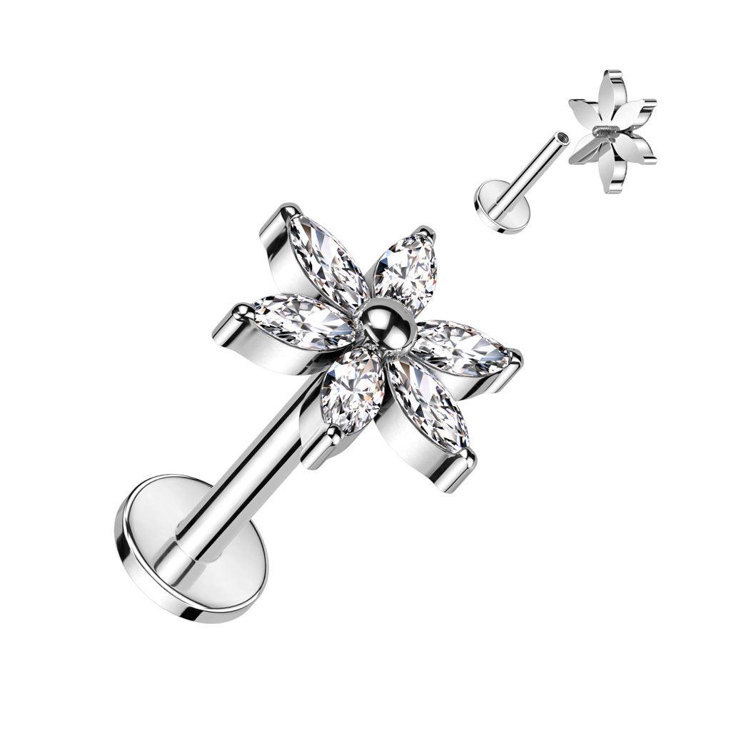 Rustokoru/traguskoru, Flower Top -titaaninen labret