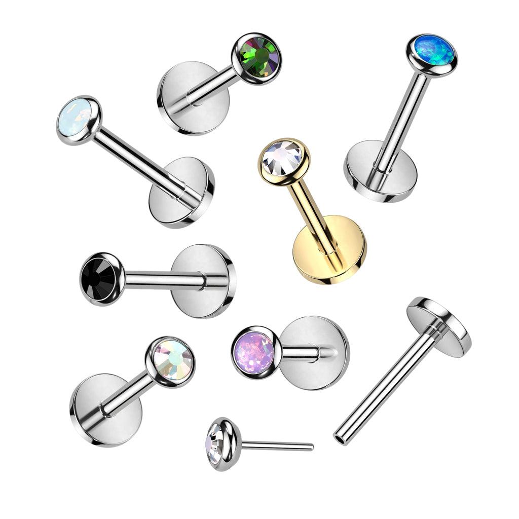 Rustokoru/traguskoru, AB Clear Push In CZ Top -titaaninen labret