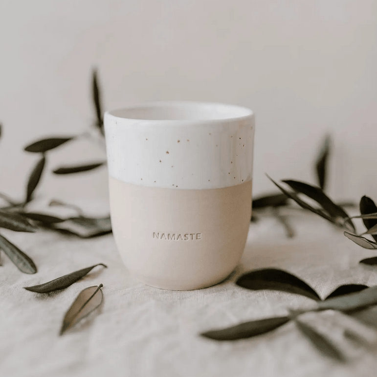 Muki, Namaste Mug -käsintehty korvaton tekstimuki