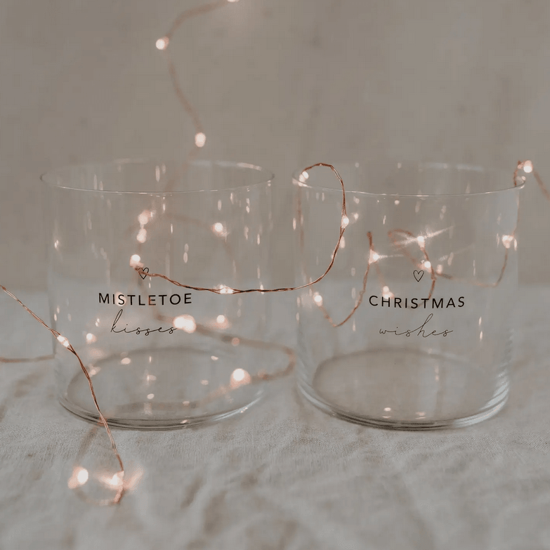 Kahden lasin setti, Mistletoe Kisses / Christmas Wishes -juomalasit