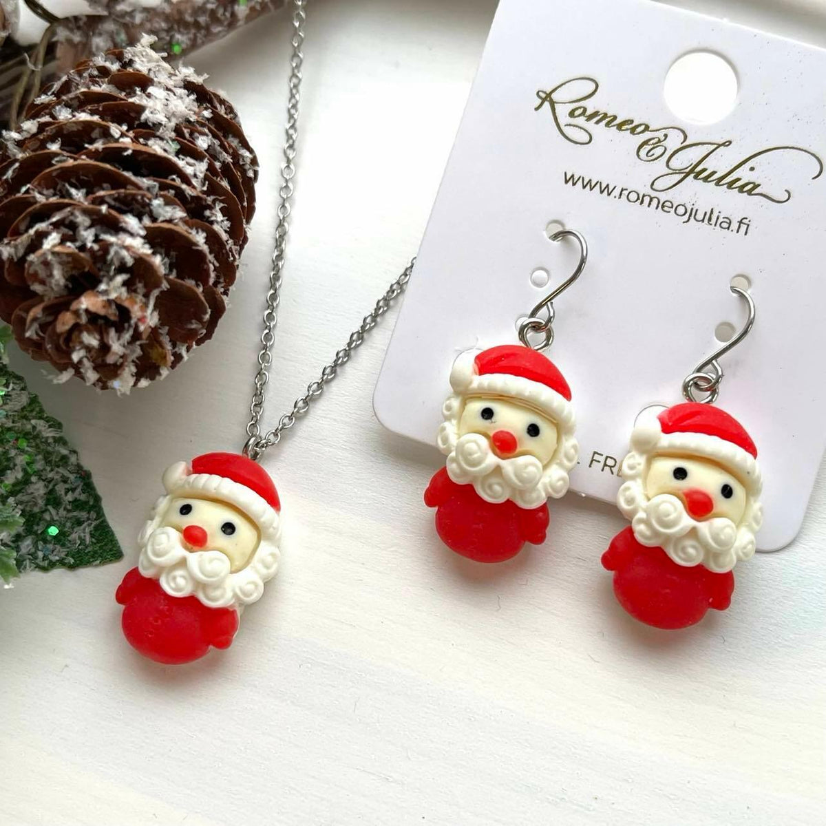 Christmas necklace, Little Santa - cute Santa Claus necklace
