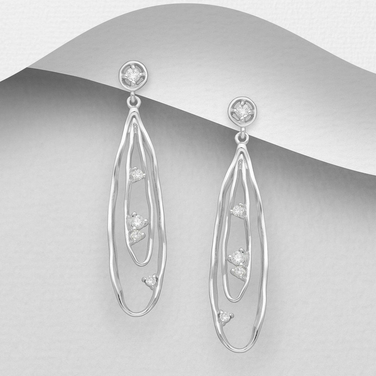 PREMIUM COLLECTION|Joline -dangle silver clear earrings