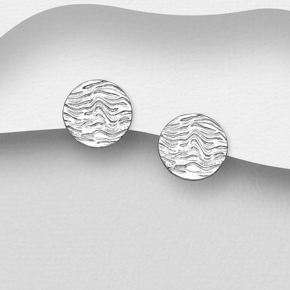 PREMIUM COLLECTION|Ina -minimalistiset hopeanapit kuvioidulla pinnalla