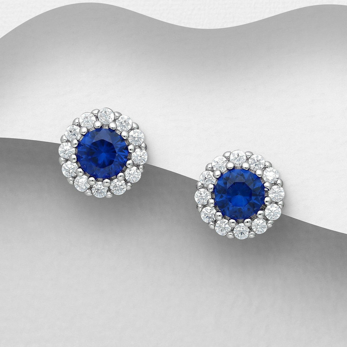 PREMIUM COLLECTION|Edith -tummansiniset hopeanapit kristalleilla