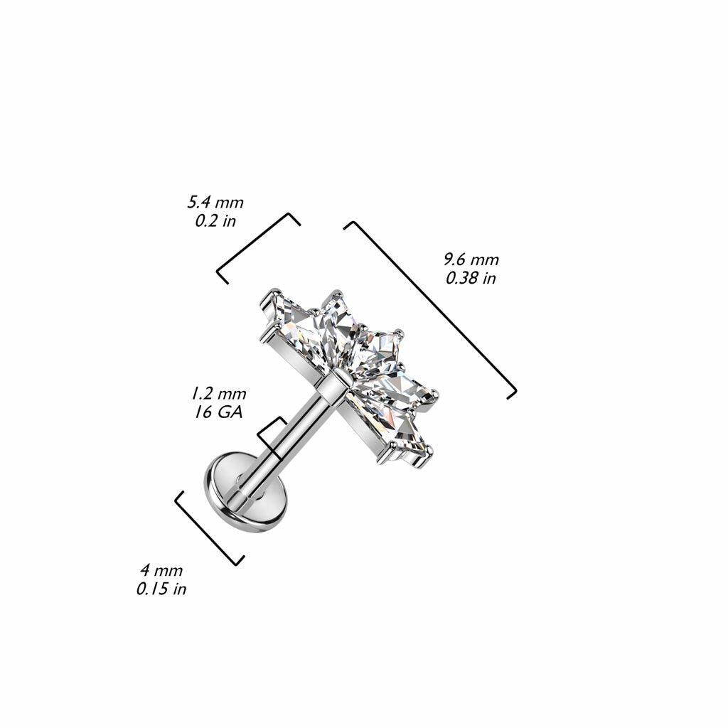 Titaani rustokoru/traguskoru, 5 CZ Fan Top -kimaltava labret (AB)