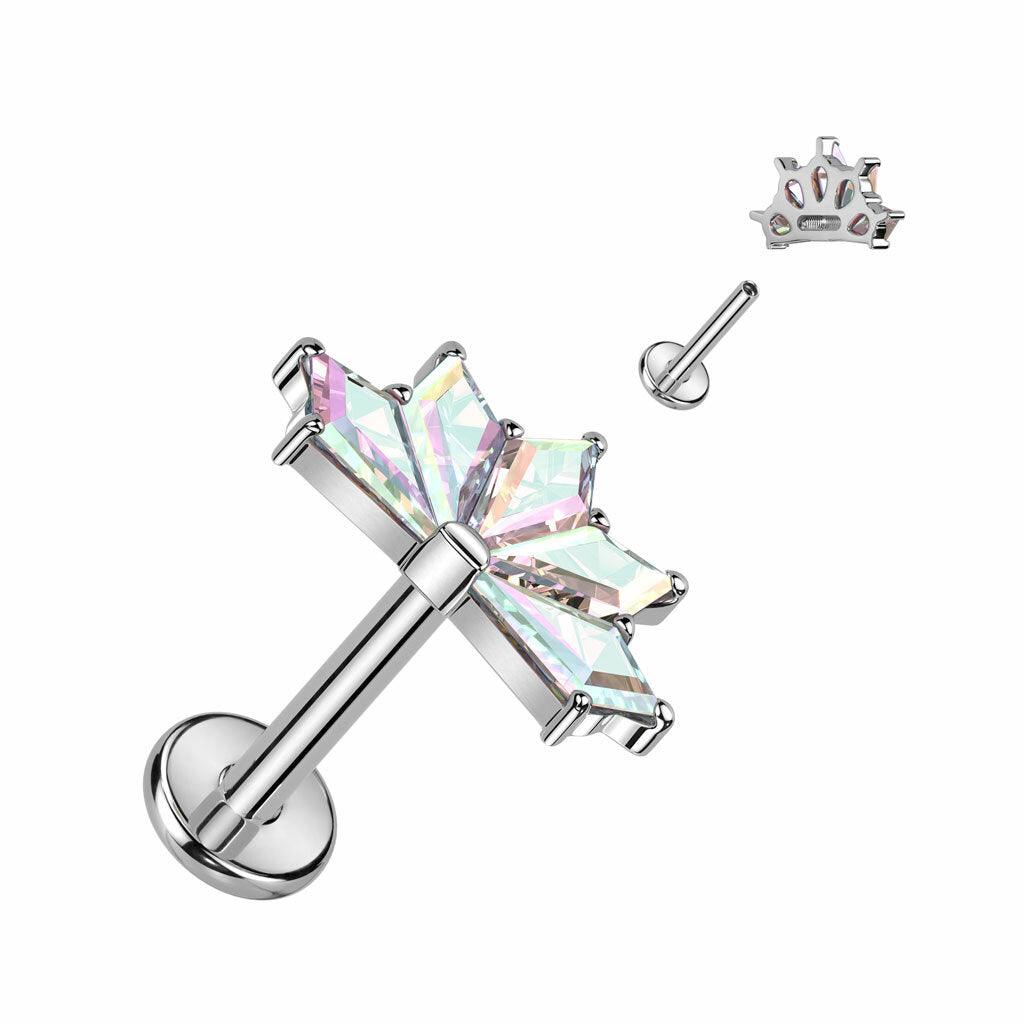 Titaani rustokoru/traguskoru, 5 CZ Fan Top -kimaltava labret (AB)