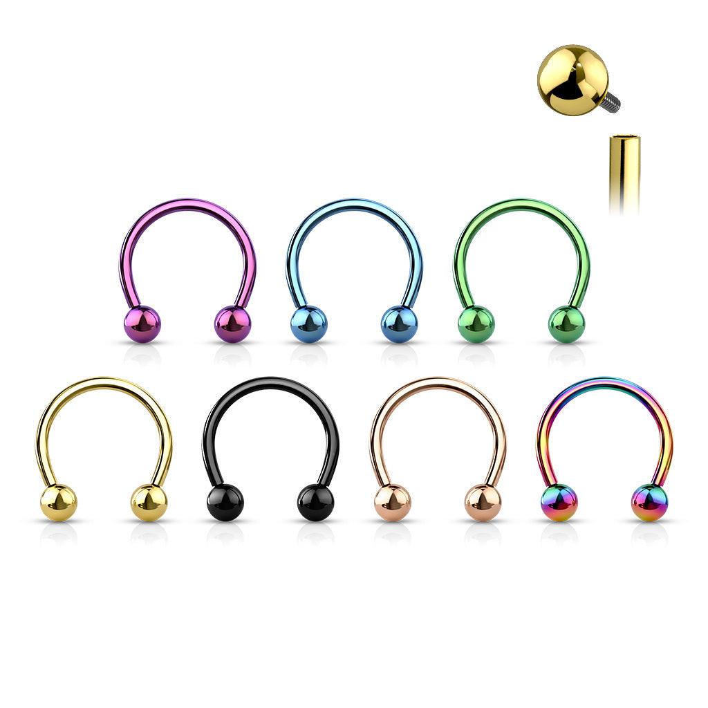Hevosenkenkä 1,2mm, Internally Threaded Titanium Gold Horseshoe