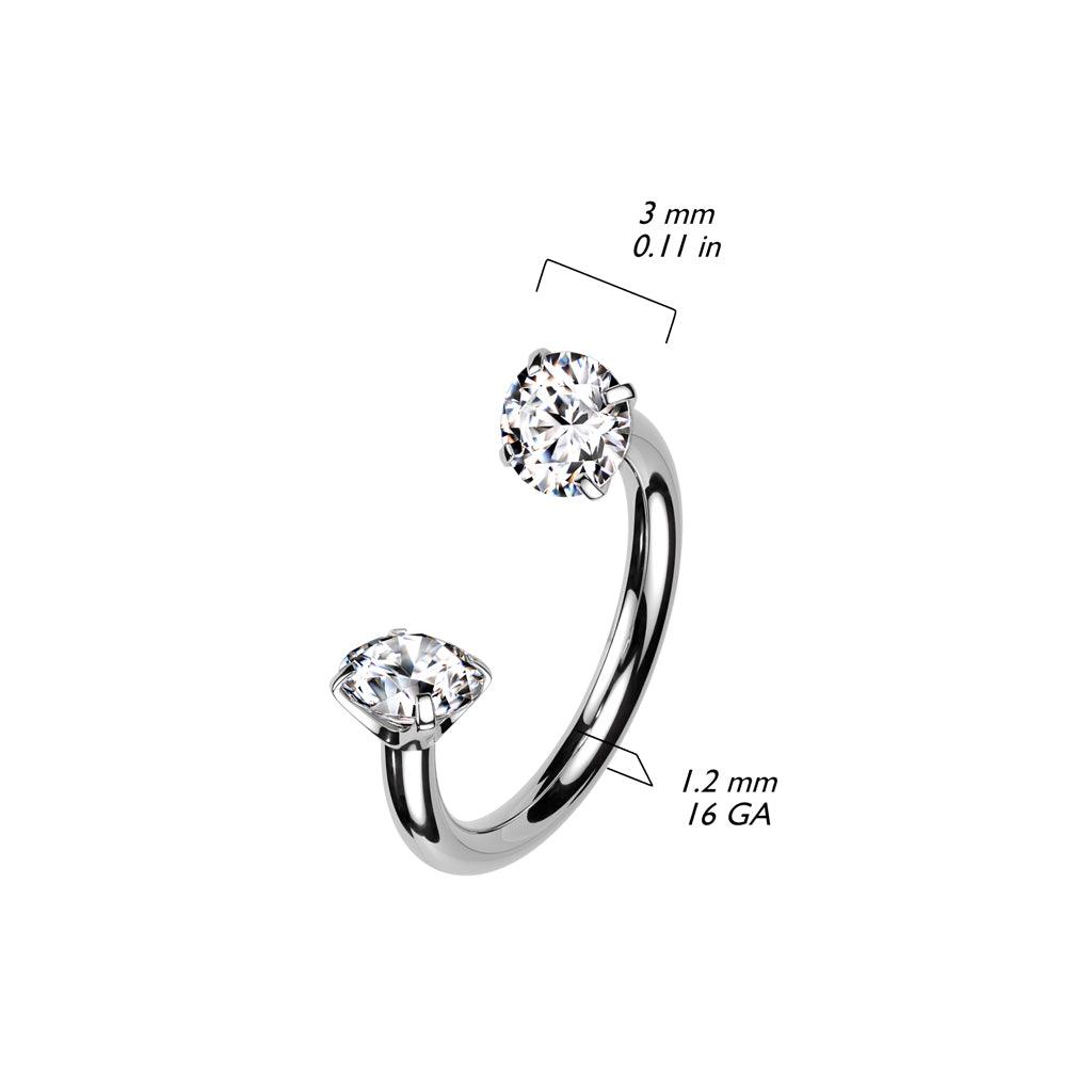Hevosenkenkä 1,2mm, Internally Threaded Titanium Horseshoe CZ