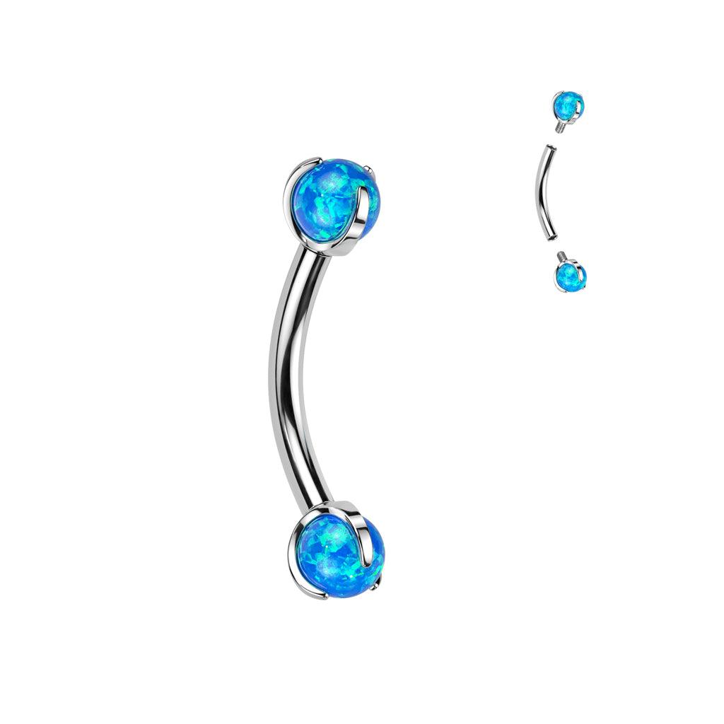 Bananabell/kaareva tappi 1,2mm -Titanium Opal Barbell in Blue