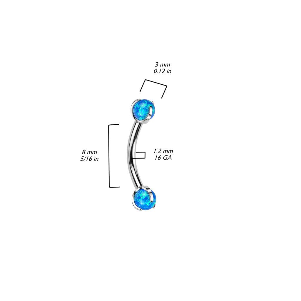 Bananabell/kaareva tappi 1,2mm -Titanium Opal Barbell in White
