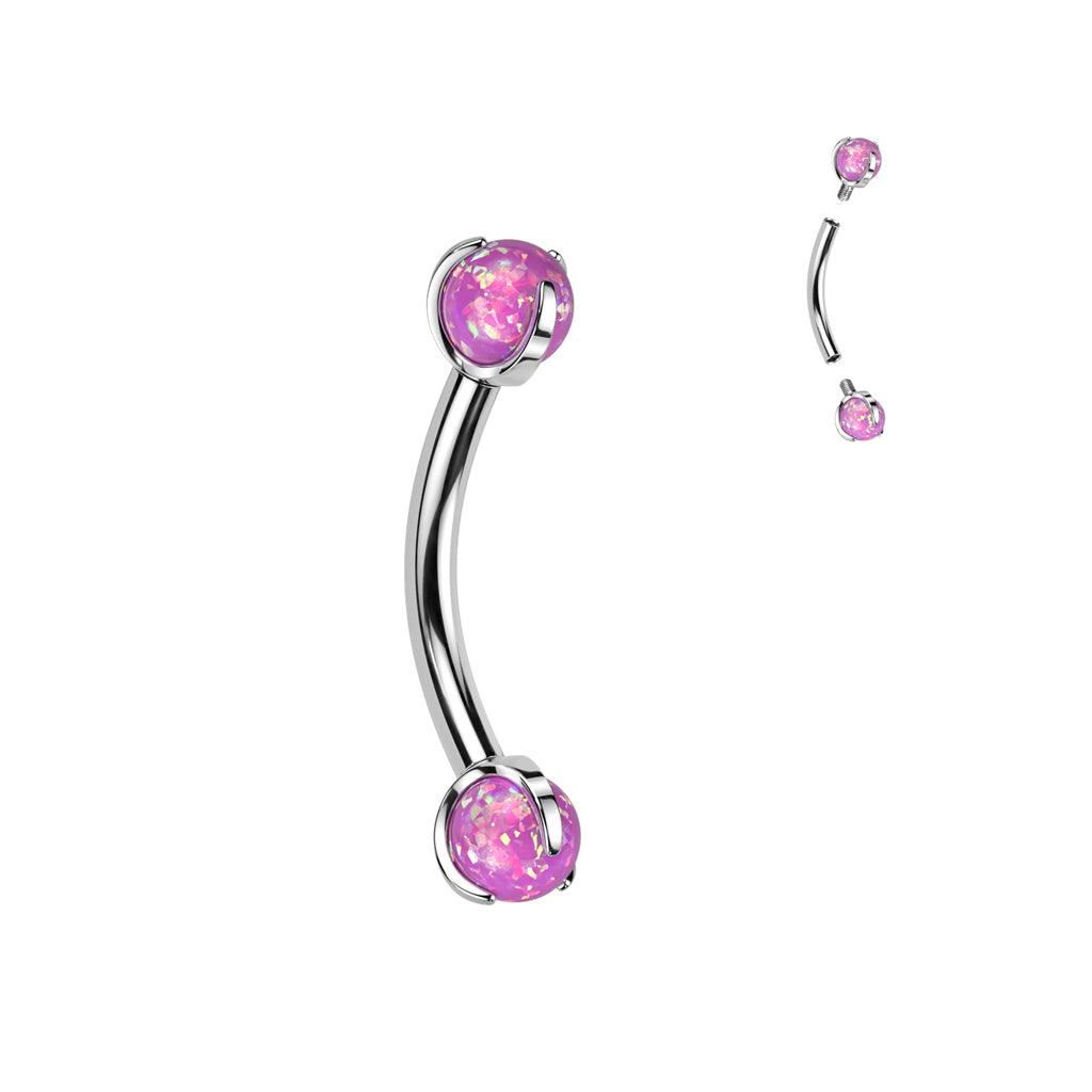 Bananabell/kaareva tappi 1,2mm -Titanium Opal Barbell in Pink