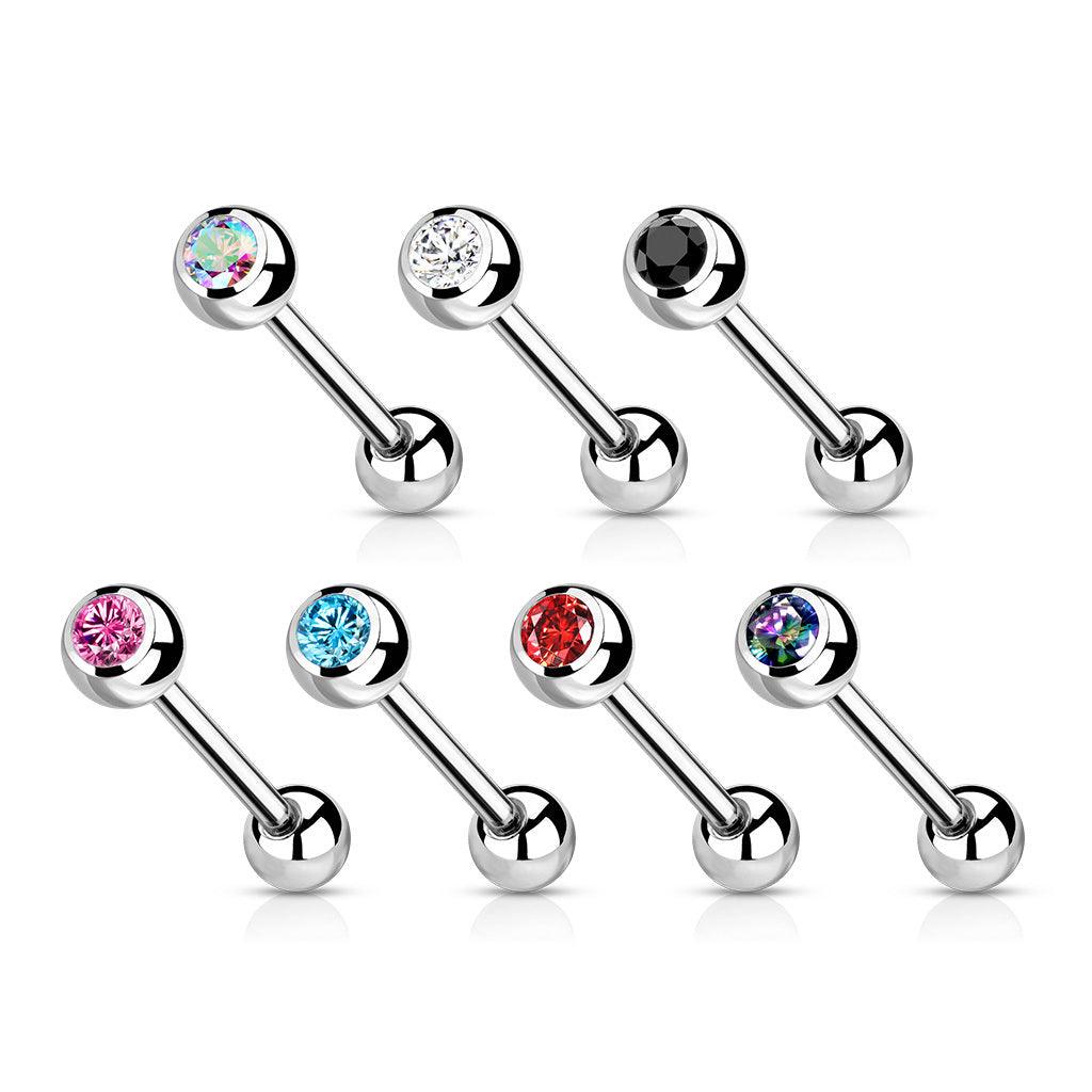 Barbell/kielikoru, Titanium Barbell With Pink CZ