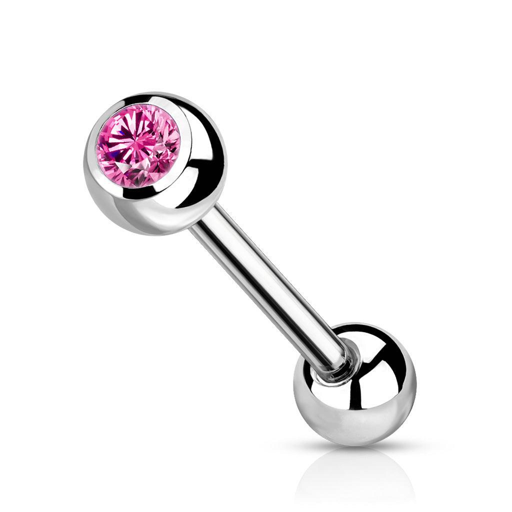 Barbell/kielikoru, Titanium Barbell With Pink CZ