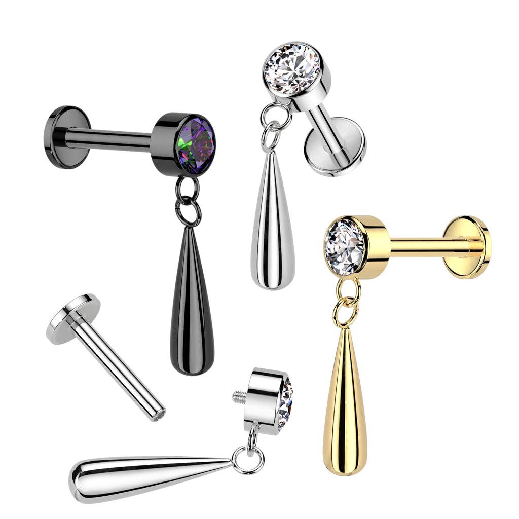 Titaani rustokoru/traguskoru, Teardrop Dangle in Black