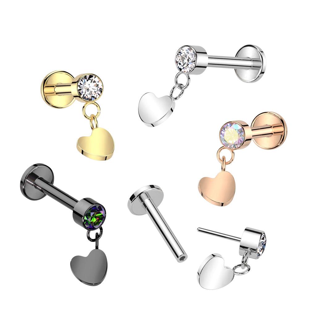 Titaani rustokoru/traguskoru, Push In Dangly Heart in Silver