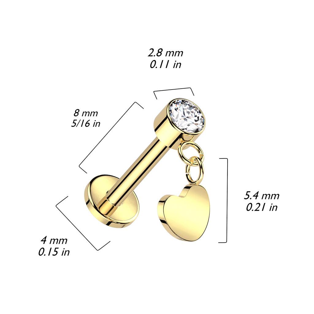 Titaani rustokoru/traguskoru, Push In Dangly Heart in Silver