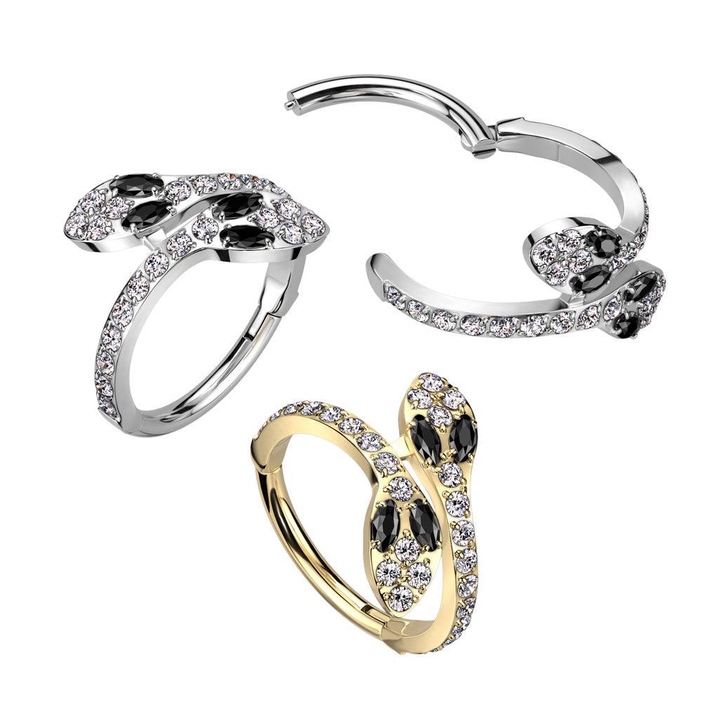 Lävistysrengas 1,2mm, Silver Titanium Snake Hoop -titaaninen clicker