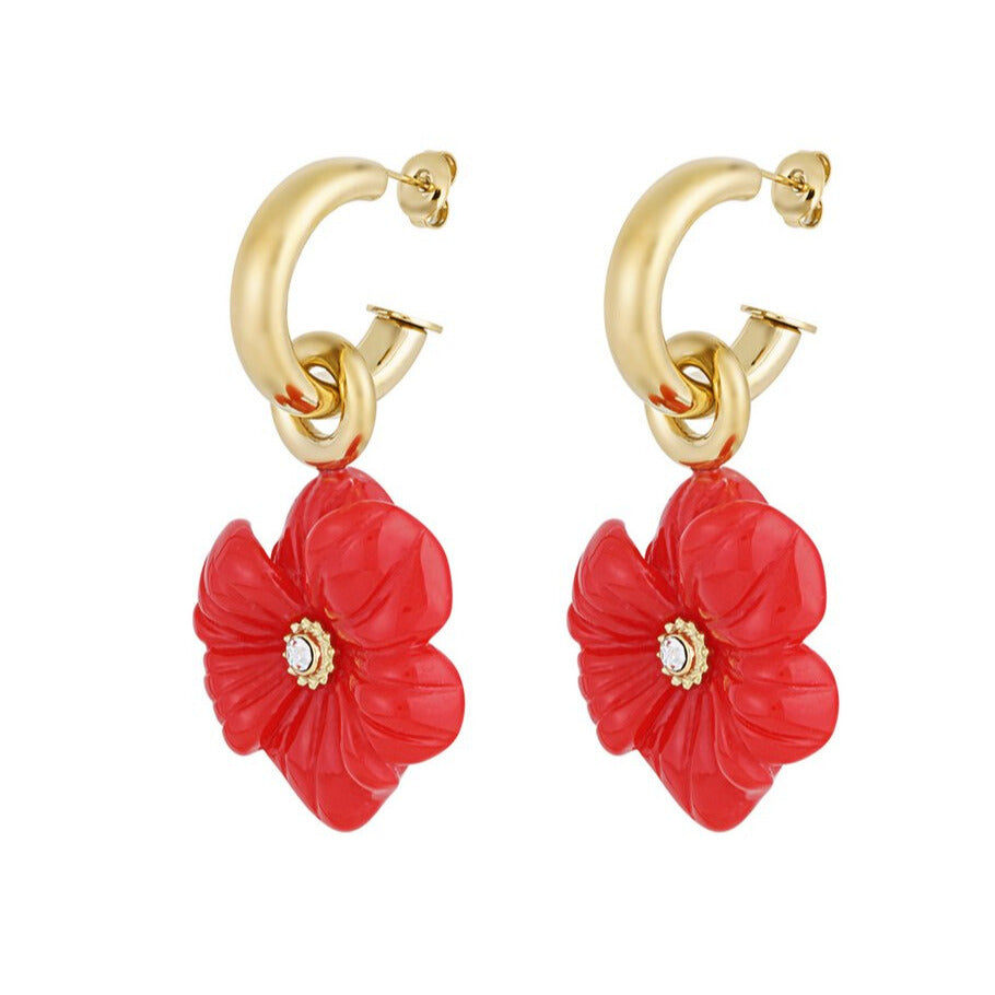 FRENCH RIVIERA | Red Bloom – kukkakorvakorut