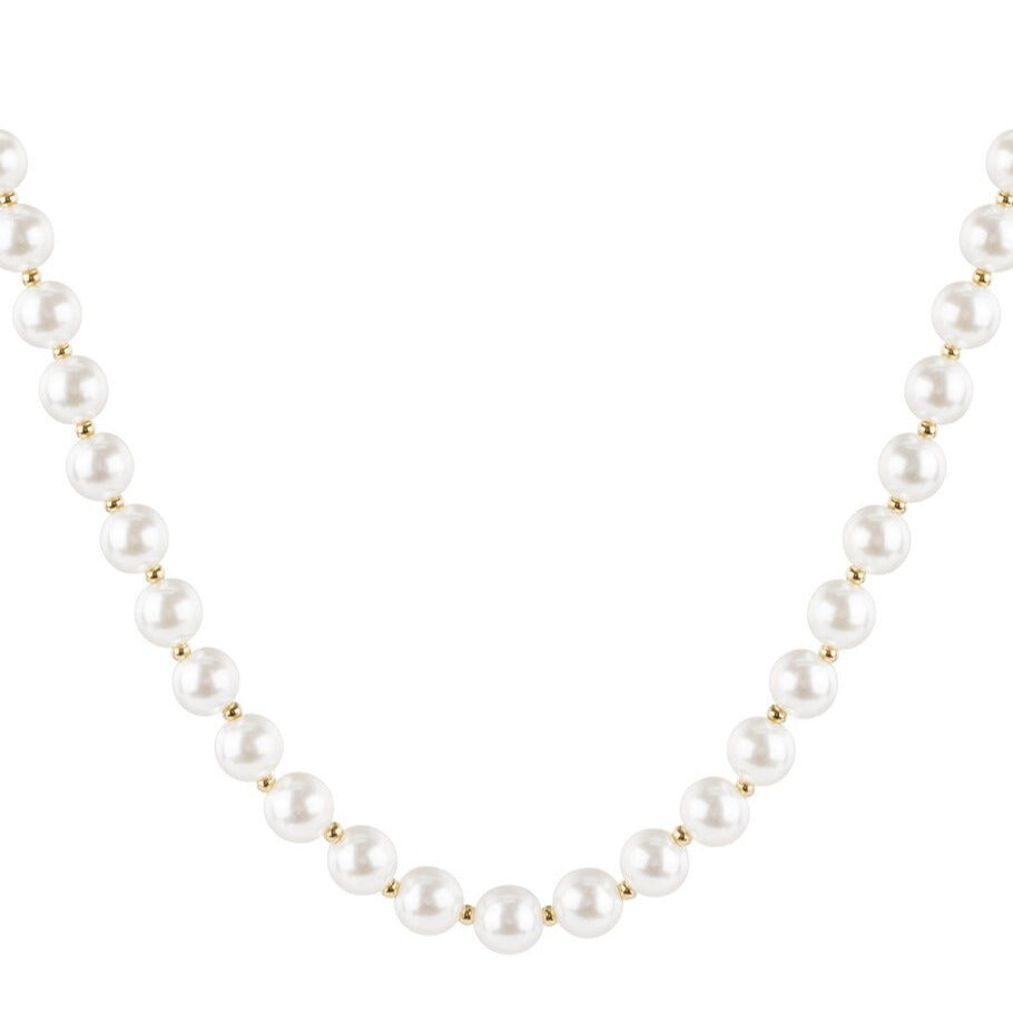FRENCH RIVIERA | Élise Pearl – classic pearl necklace (gold) 