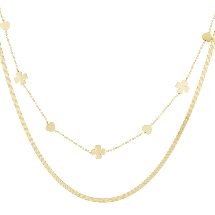 French Riviera | Love & Light - lucky clover surgical steel necklace (gold) 