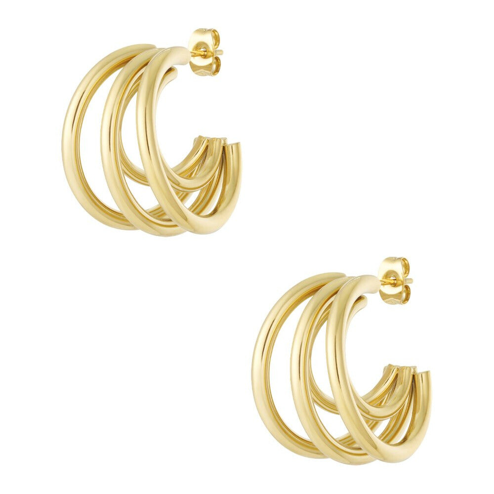 FRENCH RIVIERA | Coco Medium – triple row hoop earrings (gold)