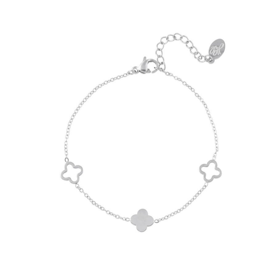 French Riviera | Bonne Chance lucky clover surgical steel bracelet