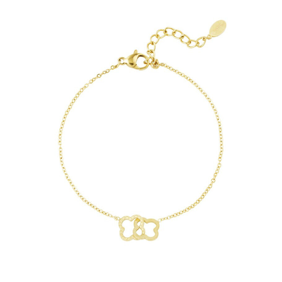 French Riviera | Linked Luck – lucky clover surgical steel bracelet (gold)