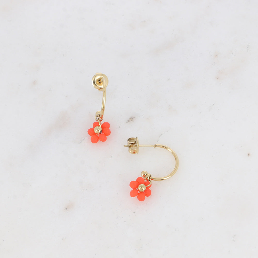 BOHM PARIS | Boucles Corail Bloom – orange flower earrings