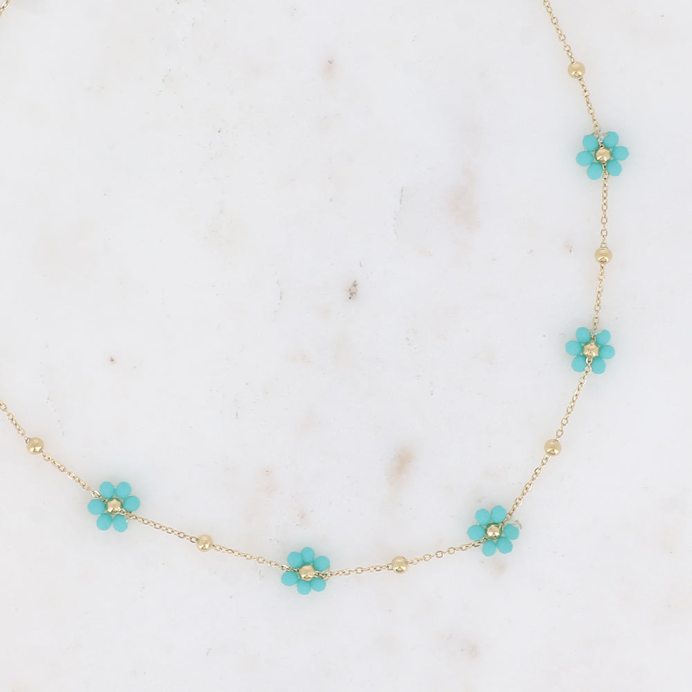 BOHM PARIS | Collier Azur Bloom Line – turkoosi kukkakaulakoru
