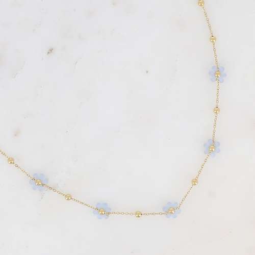 BOHM PARIS | Collier Ciel Bloom Line – vaaleansininen kukkakaulakoru
