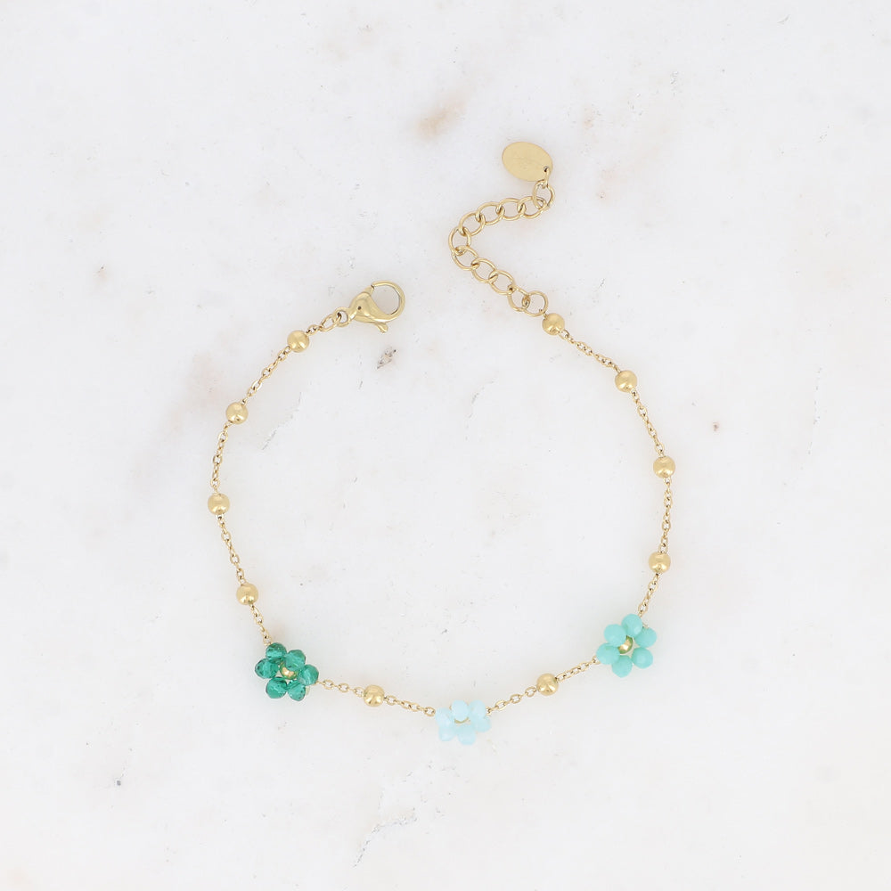 BOHM PARIS | Bracelet Émeraude Bloom - green turquoise flower bracelet