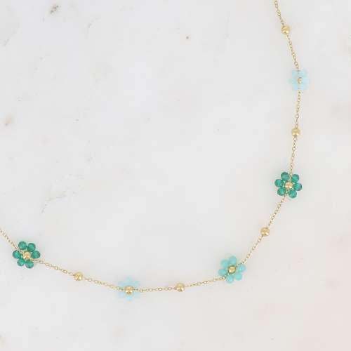 BOHM PARIS | Collier Émeraude Bloom Line – vihreänturkoosi kukkakaulakoru