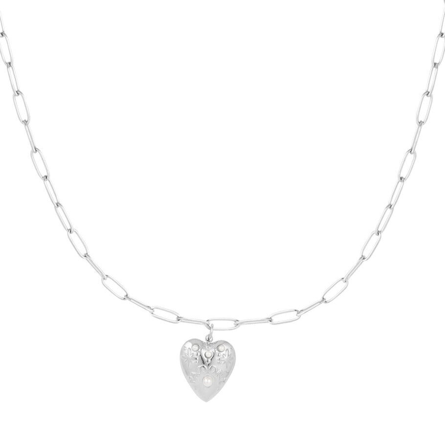 French Riviera | Amour Éternel heart necklace in surgical steel (silver) 