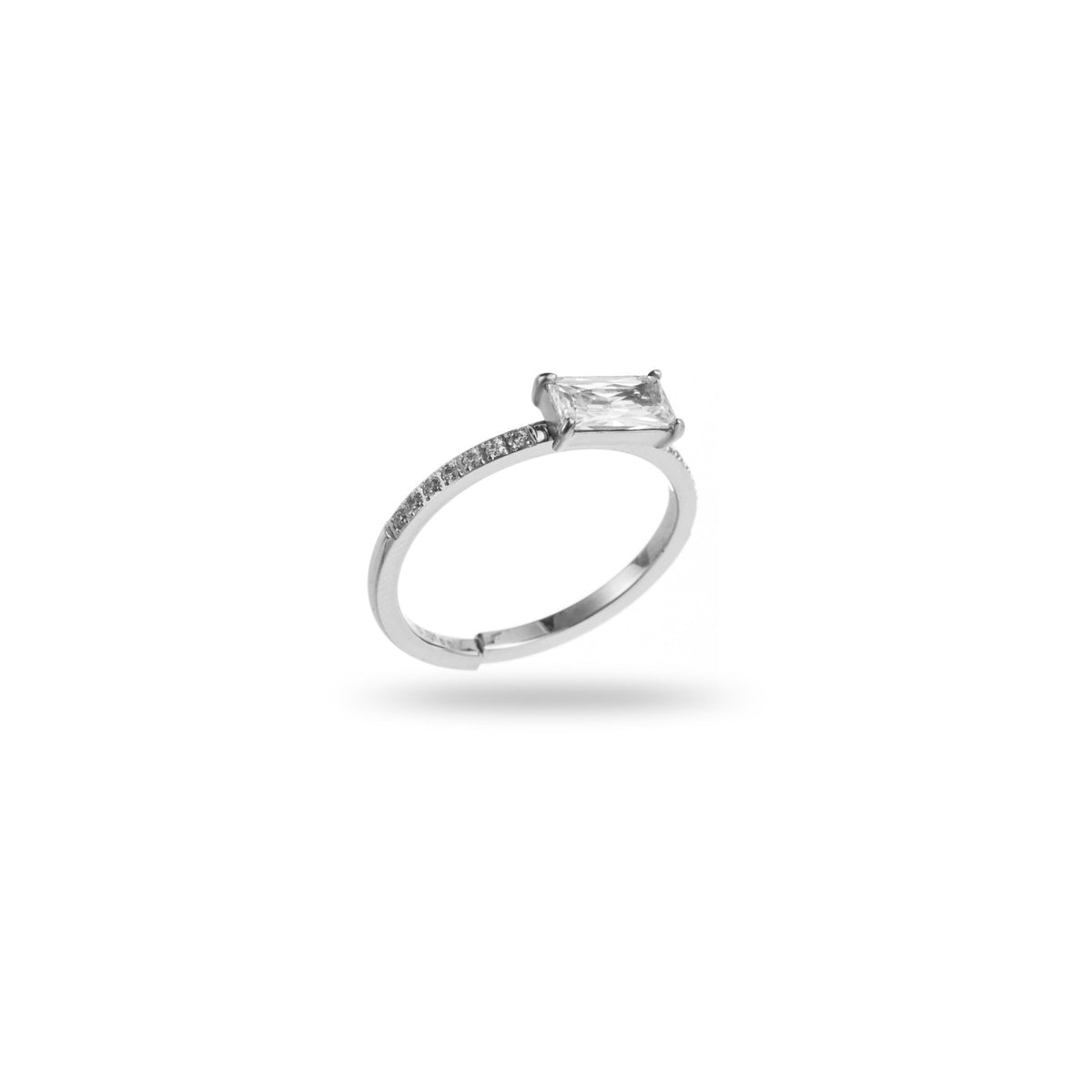 FRENCH RIVIERA | Eternity surgical steel ring with stone (silver)