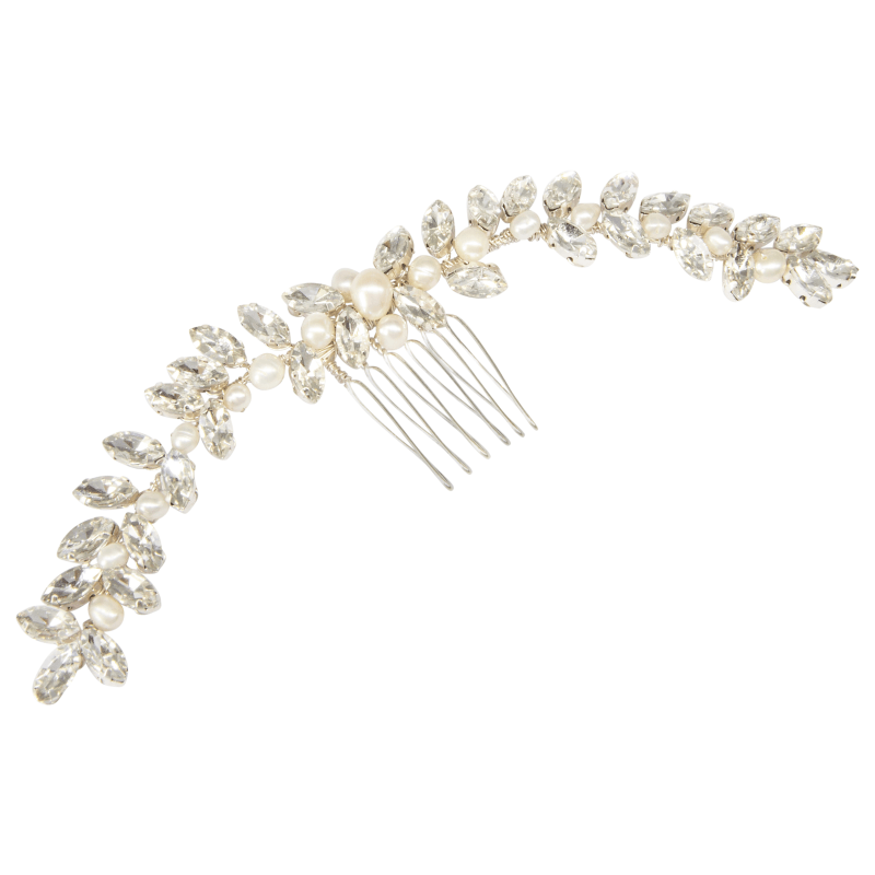 ATHENA BRIDAL | Sabine -helmikoristeinen muotoiltava hiuskoru (hopea)